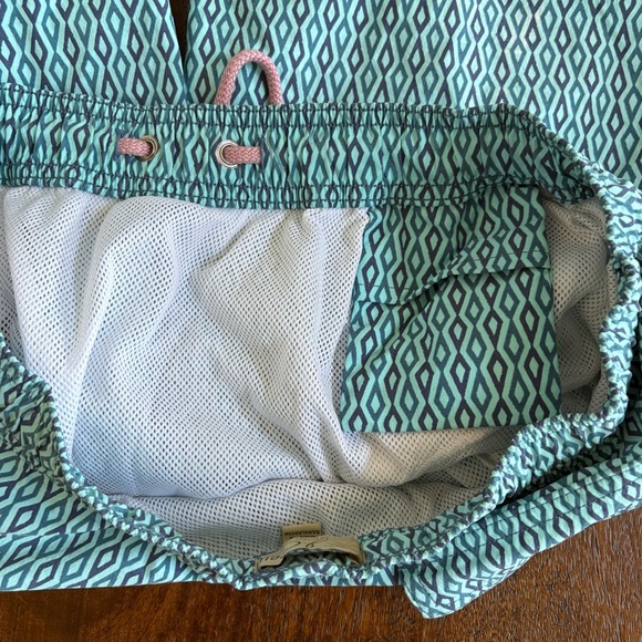 J.Crew Swim 7” Trunks in Maze Print Men’s Medium Drawstring Lined Green Pockets - Picture 7 of 13